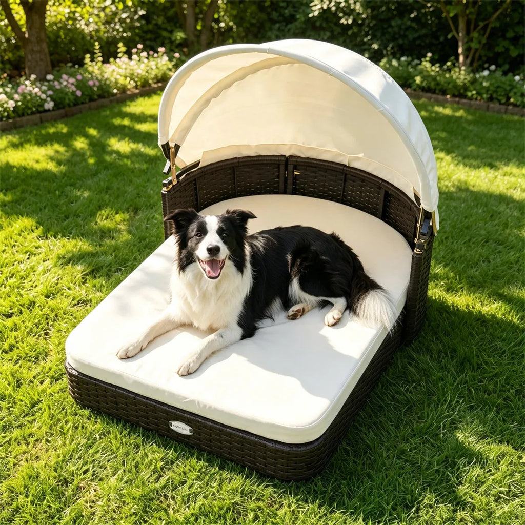 Lit de chien en rotin avec canopie réglable