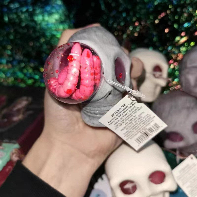 Balles anti-stress d'Halloween pour adultes - Squeeze Crâne Jouets avec sang et agglomérés