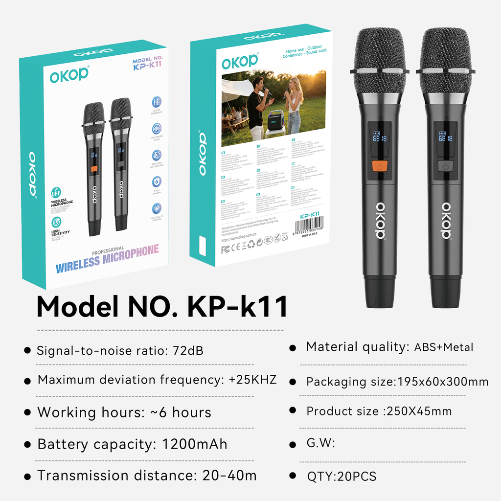 KP-10 11 12 Microphone sans fil universel 2.4G le plus vendu1 à 2 micros portables
