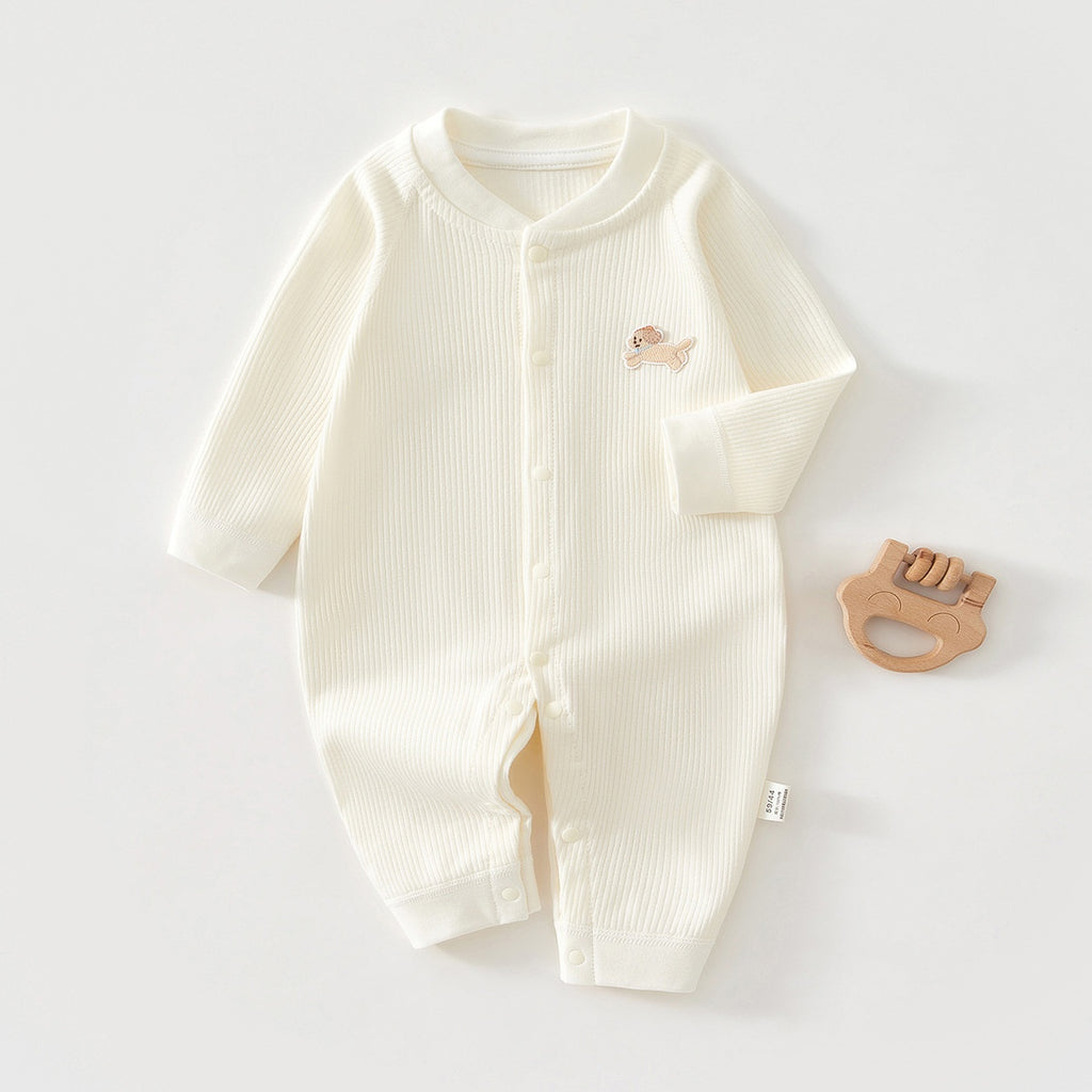 Pure coton sans os Romper Base-couche Vêtements pour bébés Pyjamas unis de couleur unie