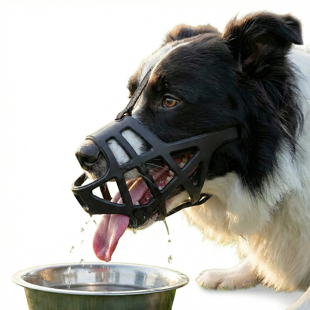Basket respirant Muselière de chien pour grandes races Masque réglable avec paillettes réfléchissantes Autoriser