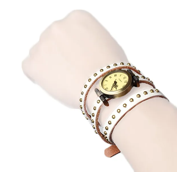 Chaîne de montre en cuir de rivet modet Retro