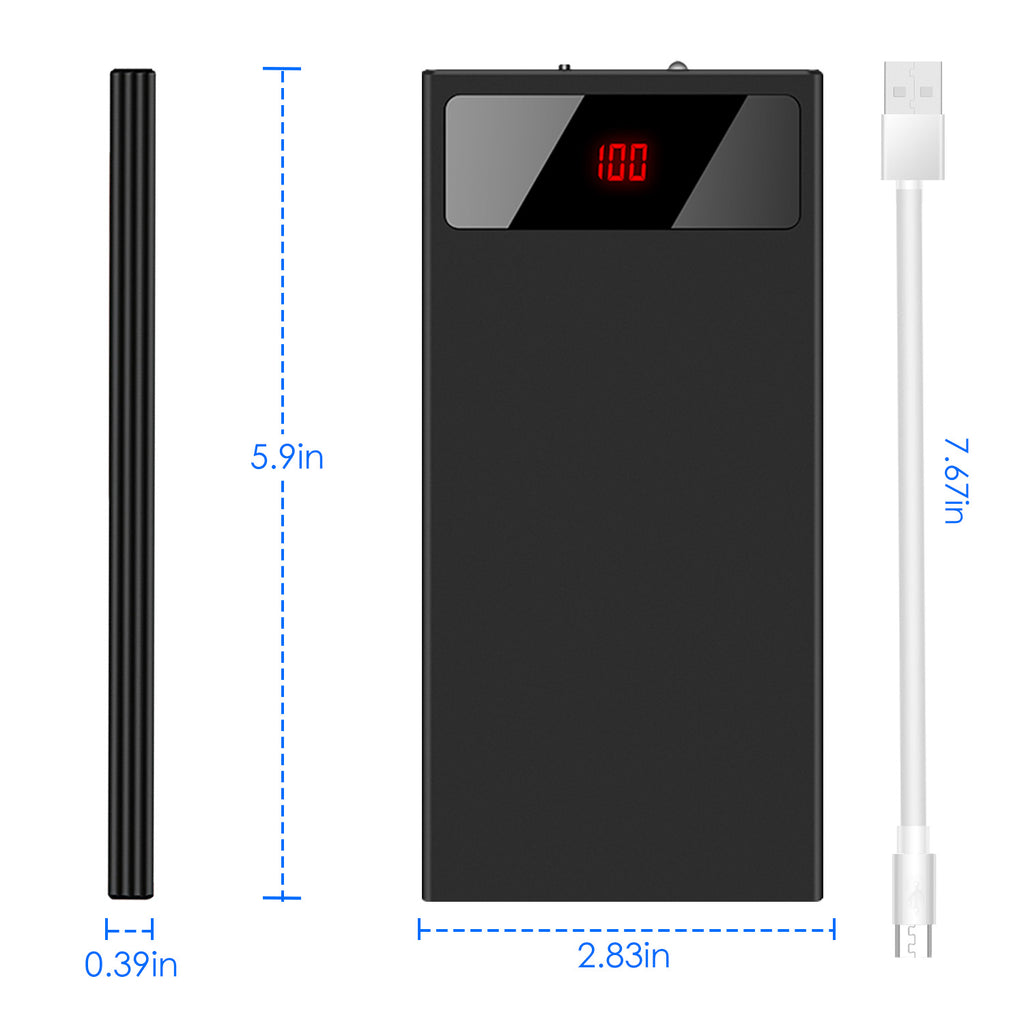 1Pc 20000mAh Power Bank Chargeur de téléphone ultra-mince Double Port USB Lampe de poche Batterie Rester D