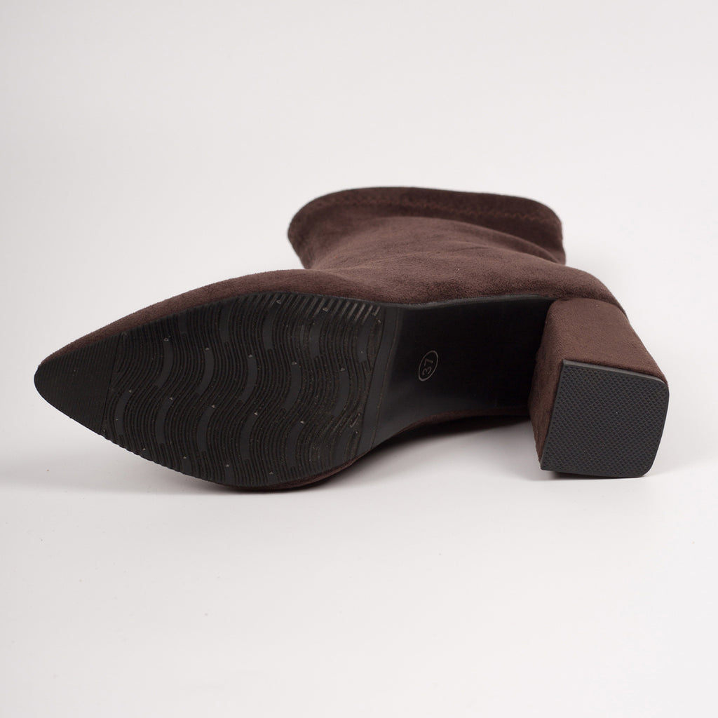 Anglais Vintage Élégant Block Talon Slip Sur Bottes Ankle Femmes Automne Hiver Arrivée Élastique