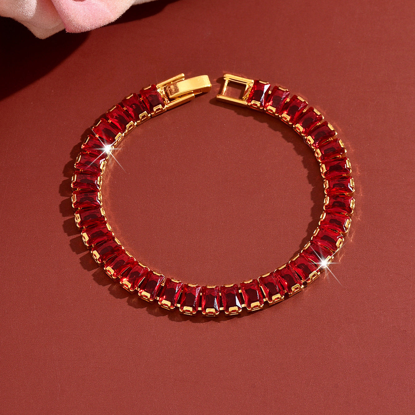 Bracelet de tennis CZ couleur femme Baguette