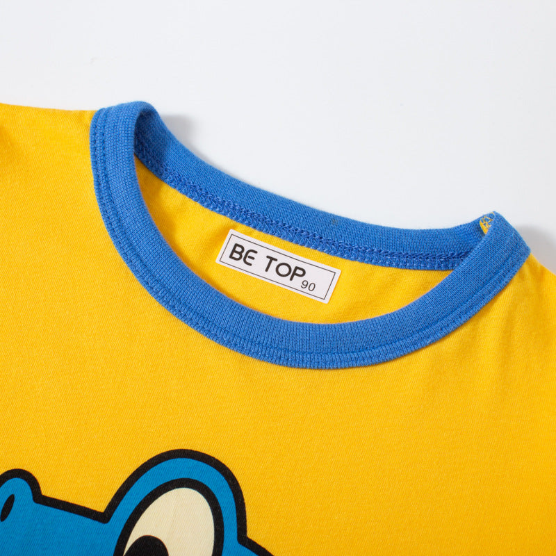 Caricature T-shirt en trois dimensions Dinosaur Boys Caricature coréenne d'été
