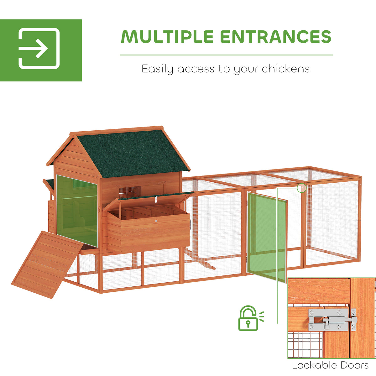 Coop de poulet en bois de 137 po pour 4-6 poulets
