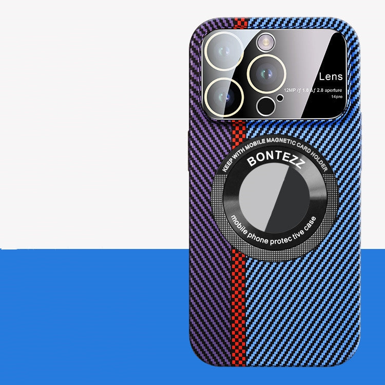 Magnétique fibre de carbone Grande fenêtre cas de téléphone gelé