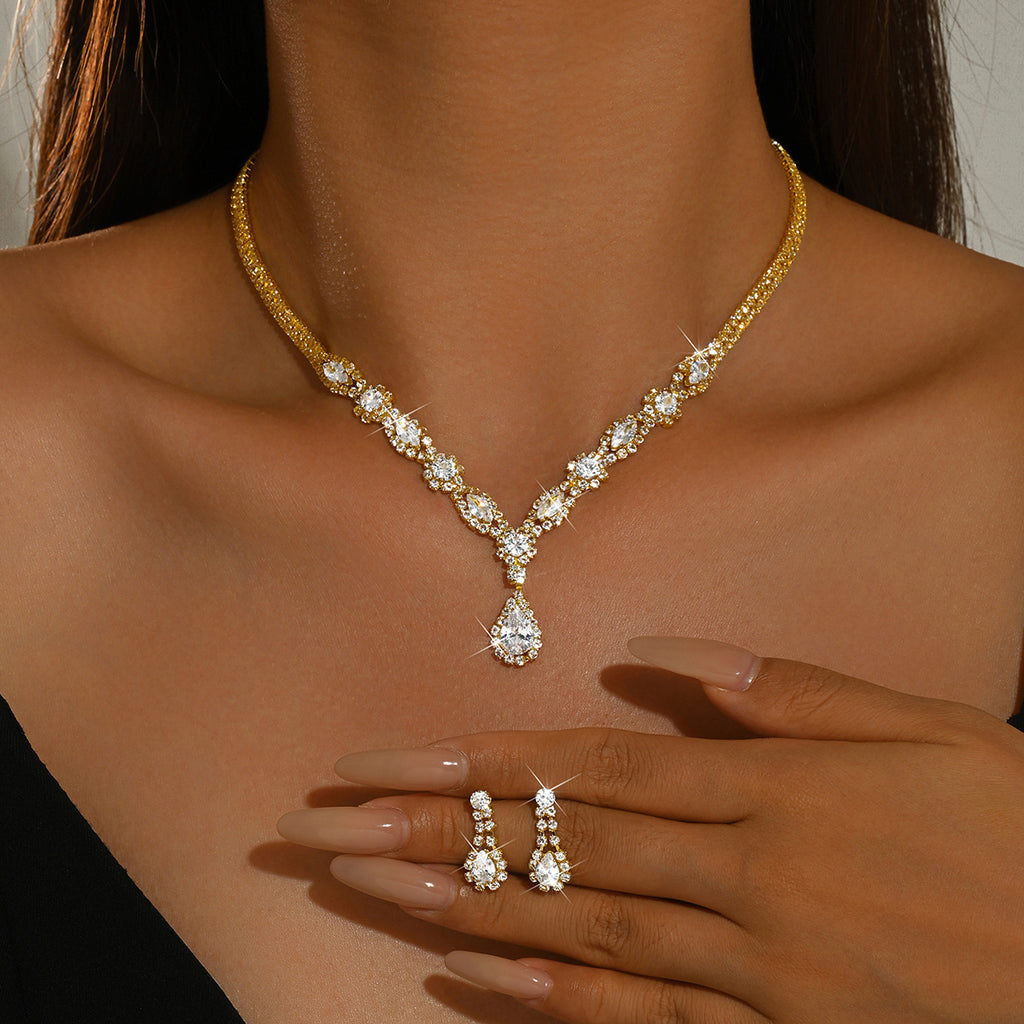 Femmes 2 Pcs French Style Light Luxury Ensemble de bijoux pour mariée