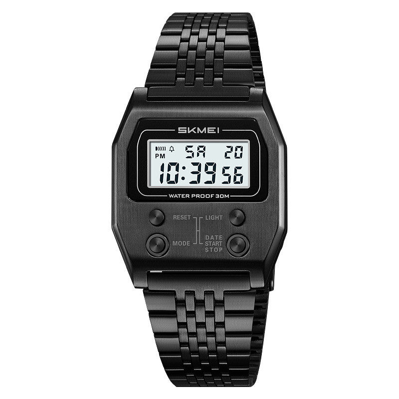 Rétro Digital Minimalist Trendy Waterproof Mens Watch Montre numérique multifonction pour hommes