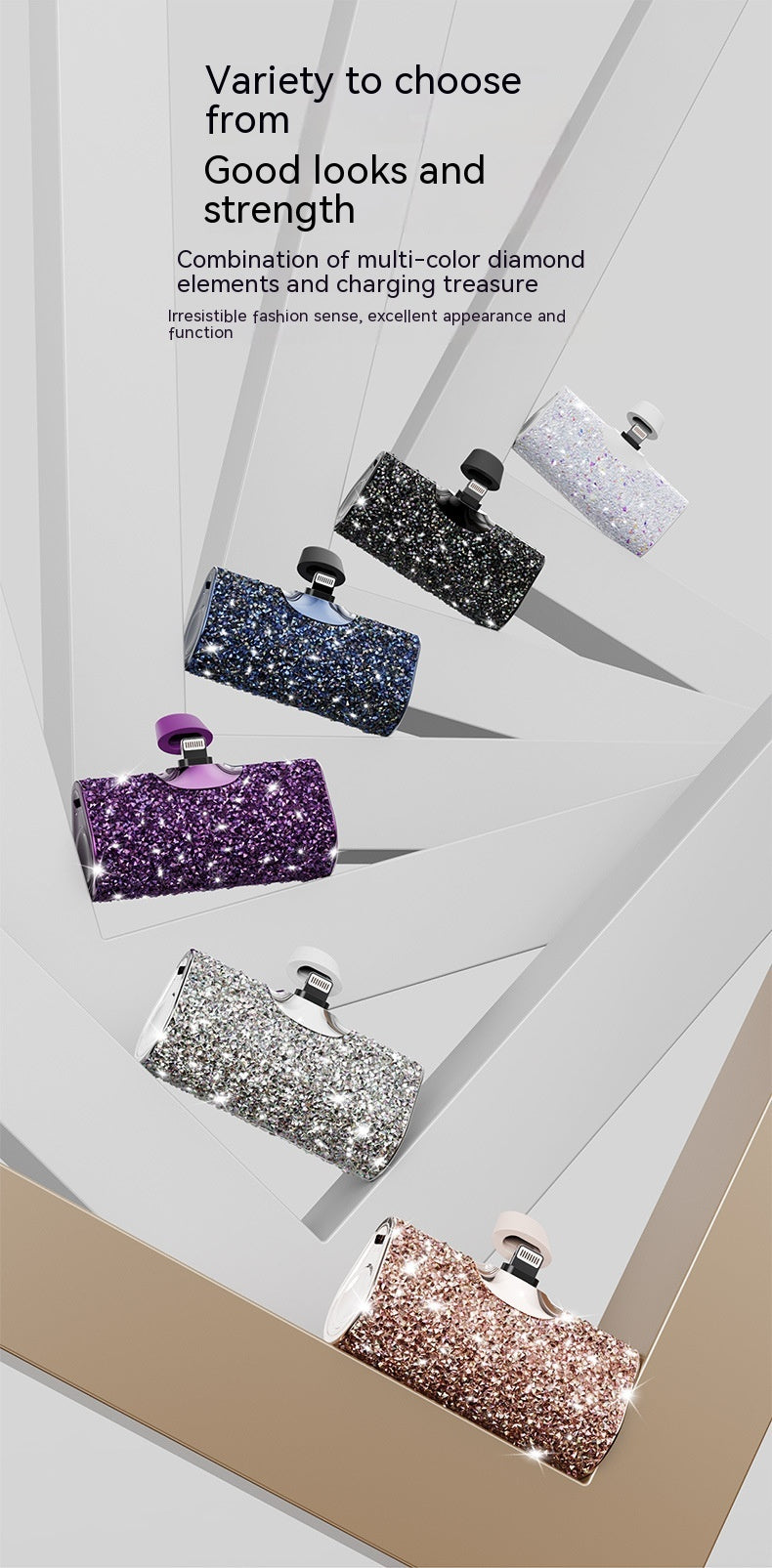 Diamond Pocket Capsule Emergency Power Bank Mini Lipstick intégré au diamant Petit Portable