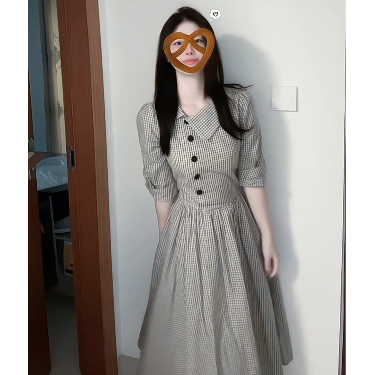 Robe de lapelle à manches longues de style français