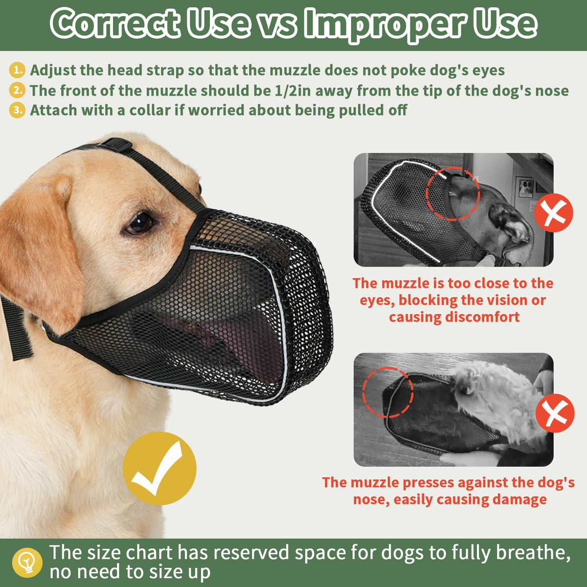 Muselière de Chien Mesh avec Panting Room pour grands chiens moyens Anti Scaveging Chewing Manger