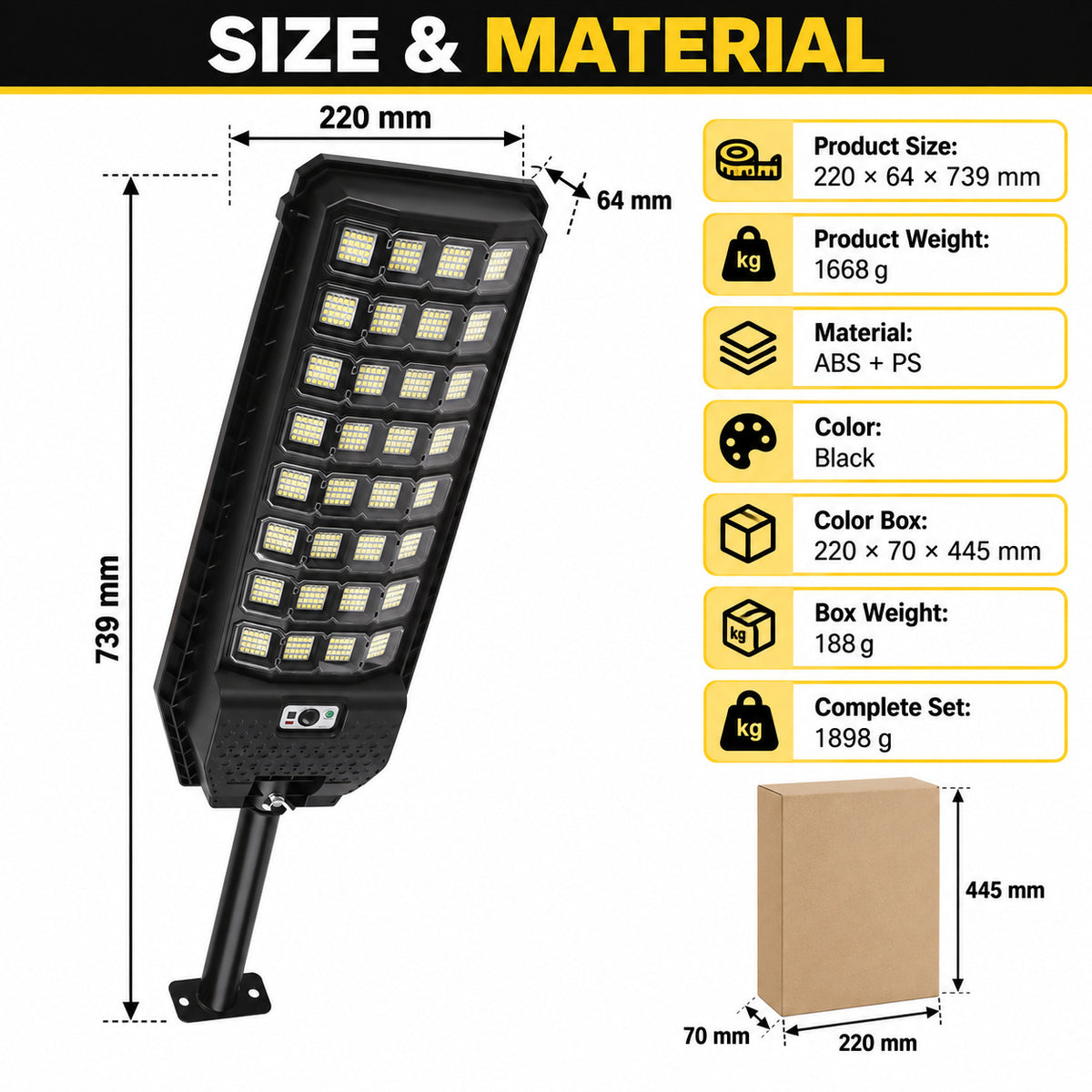 Solar Powered Motion Sensor Outdoor Light W7207 8 Noir pour Garden Yard Street Wall LED