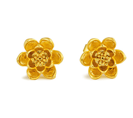 Boucles d'oreilles à goujons de fleurs revêtues d'électroplaqué