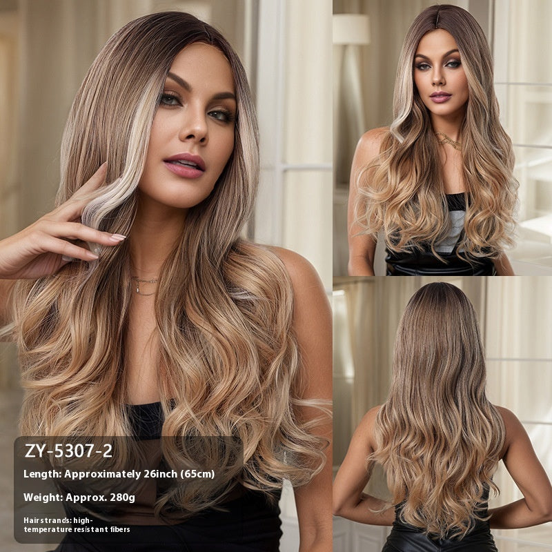 Wig Simulation Hairline Women's Team Anchor 60cm Micro-volume Long Headgear