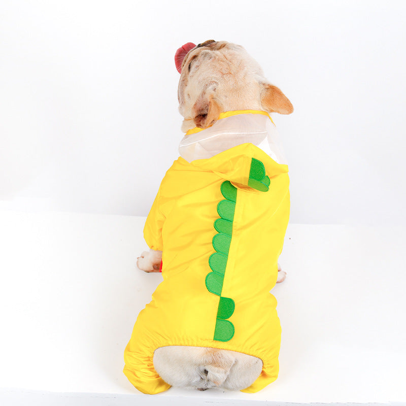 Dinosaure imperméable à l'eau d'animal jaune costume quatre pieds
