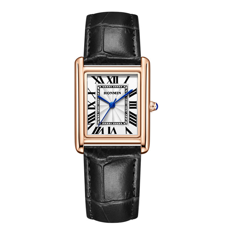 Bracelet de montre en cuir de couple simple carré montre étudiante étanche