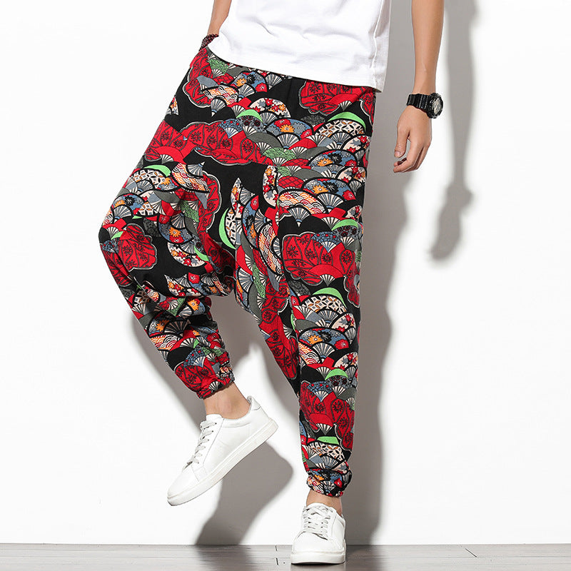 Été Bohème Loose Large-leg Eléphant Flower Beach Pantalons