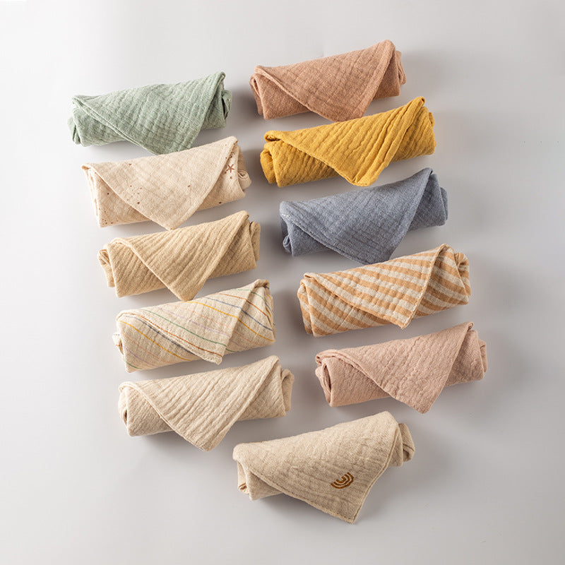 Simple bébé Gauze coton Serviette carrée à quatre couches Salive Serviette visage vêtement couleur soins infirmiers