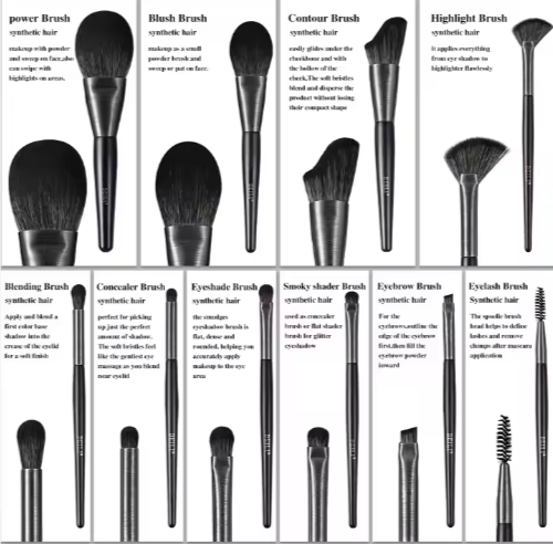 BEILI Low MOQ Ship Quick Custom Make Up Brosses Wood Handle Premium Natural10pcs Maquillage Bru