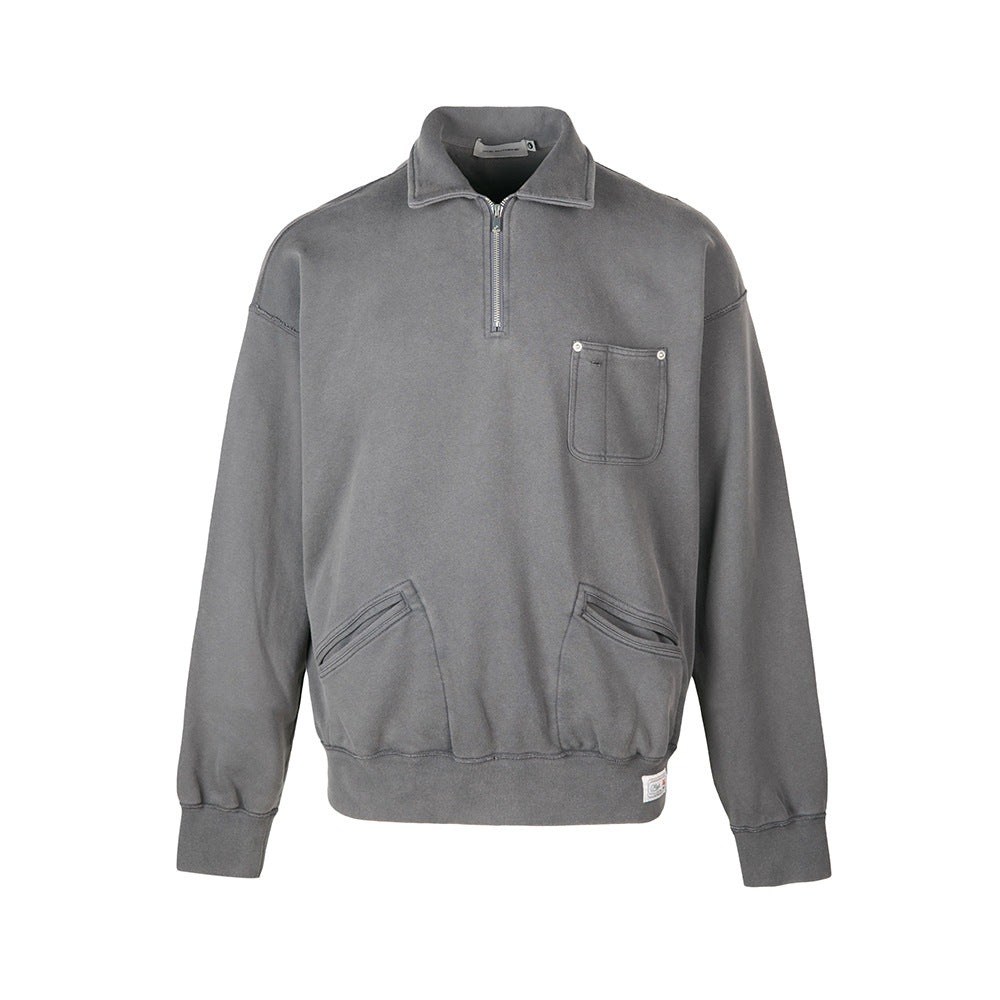 Veste à capuche en coton décontraction lavée rétro