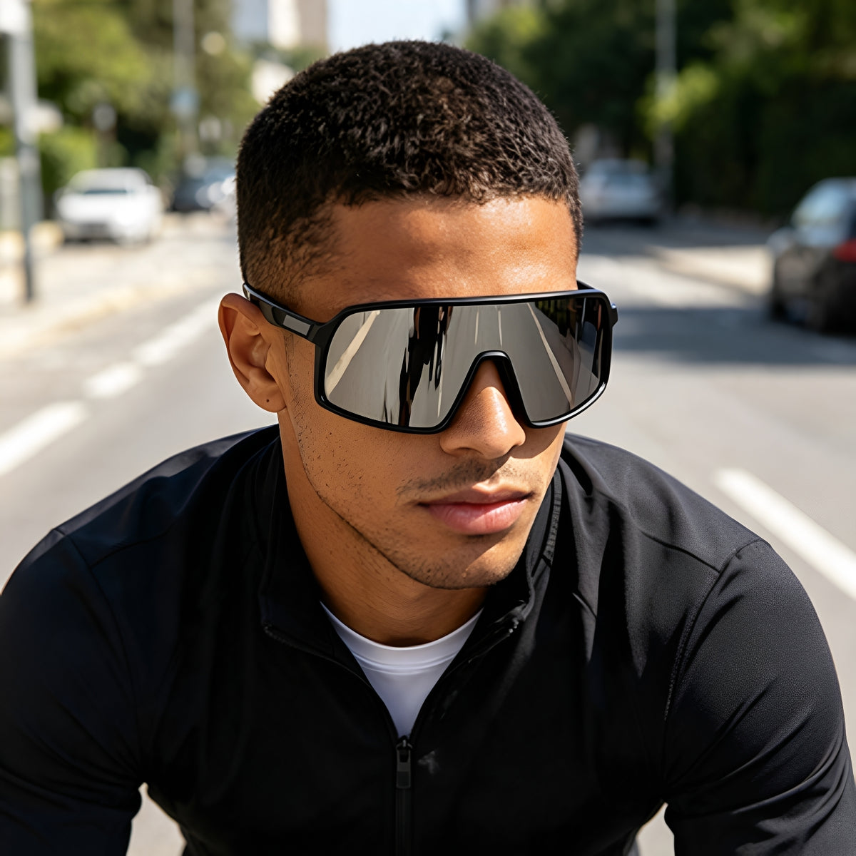 Cycling Windproof Bicycle Sunglasses Colored European And American Monopoint Women's Sunglasses