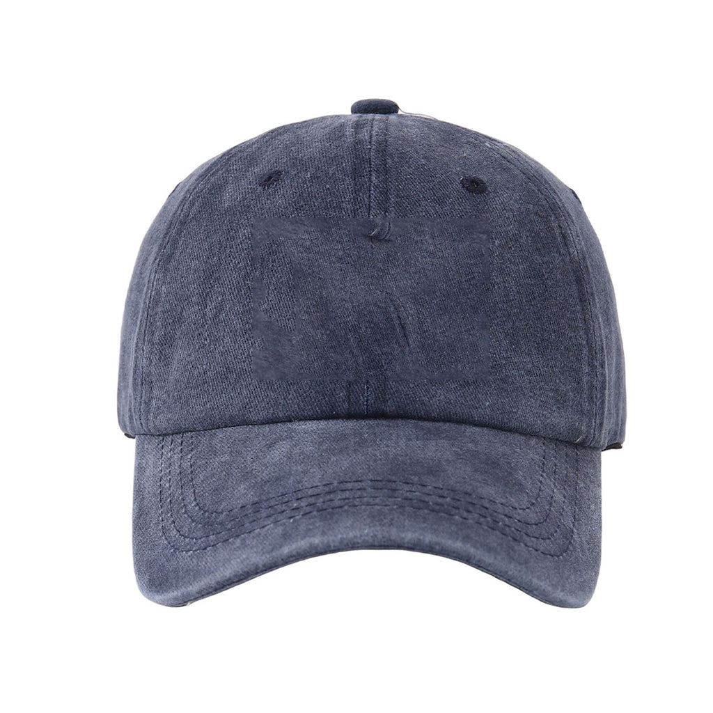 Casquette de baseball coton lavable imprimé été hommes chapeau réglable tête circonférence Navy Blu