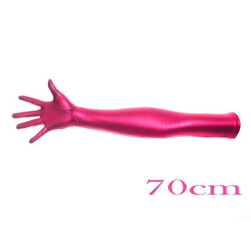 Gants d'estampage et de déguisement de long en or brillant