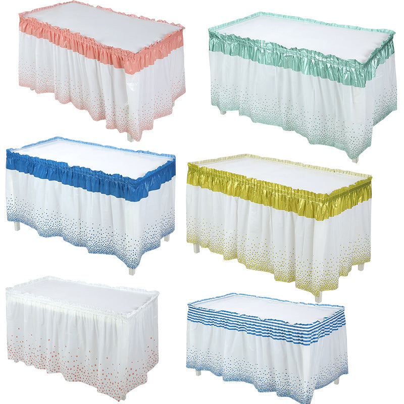 PEVA Jupe de table autocollante imperméable à l'huile-proof jetable skirting pour le mariage de fête