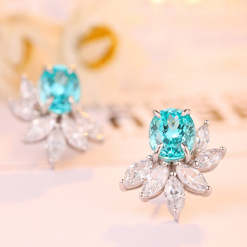 S925 Argent 7.3g Lab créé Boucles d'oreilles Gemme