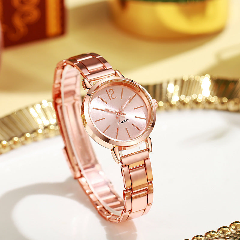 Montre Quartz en acier plaqué or pour femmes