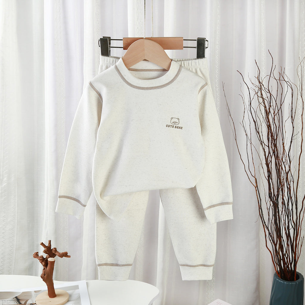 Vêtements et pantalons d'automne en coton pour hommes Femmes et bébés Cou rond Sous-vêtements thermiques