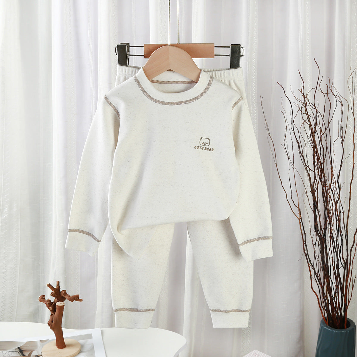 Vêtements et pantalons d'automne en coton pour hommes Femmes et bébés Cou rond Sous-vêtements thermiques