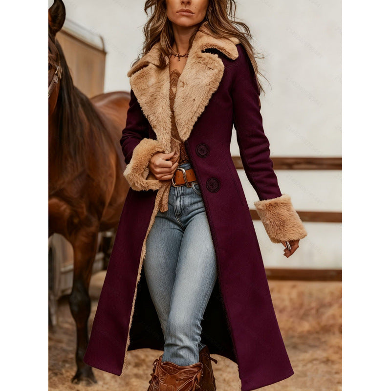 Manteau imprimé mode en peluche de style occidental pour femmes