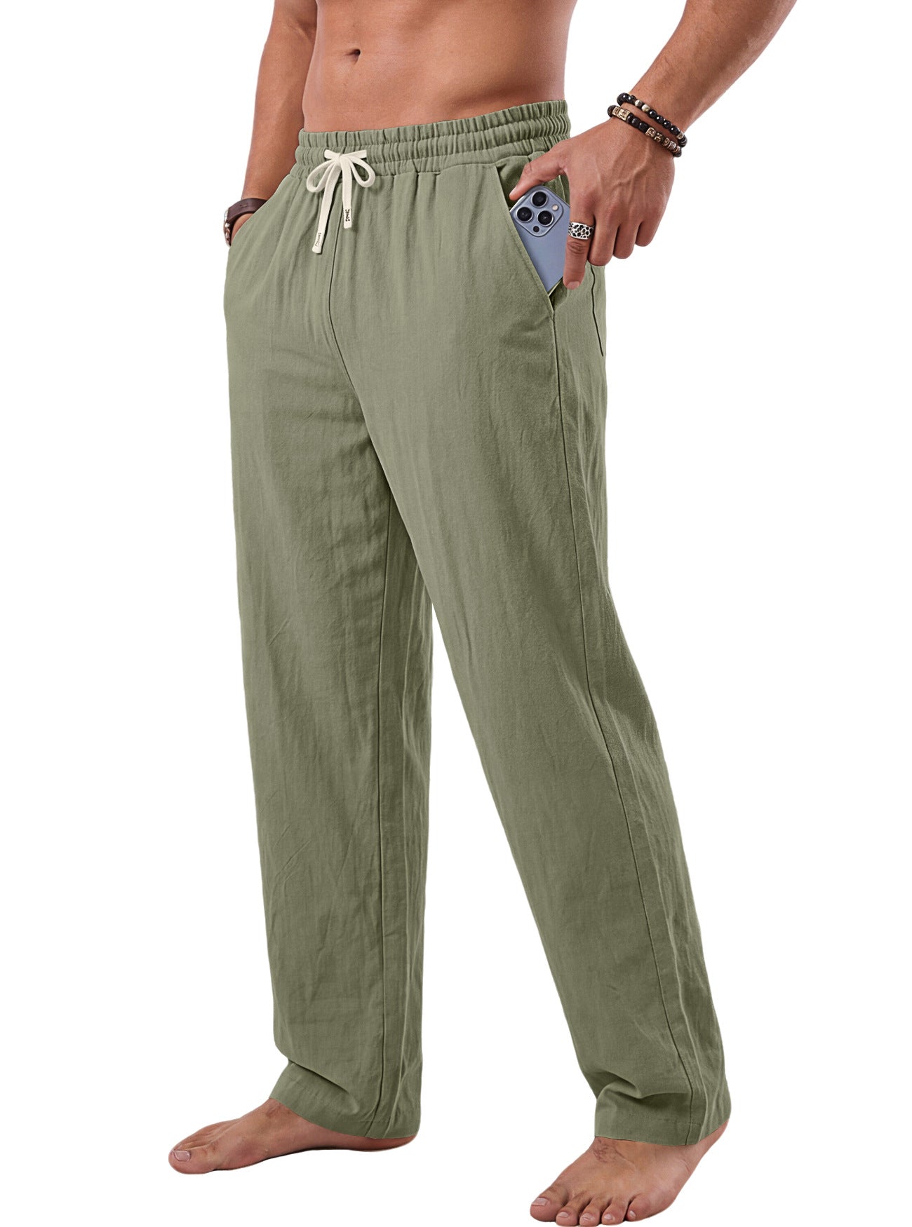 Pantalons en coton lavés, de style américain pour hommes
