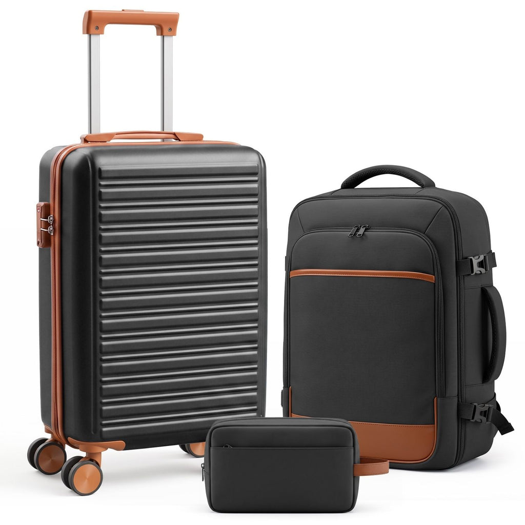 Set de bagages de voyage 3 pièces avec sac à dos