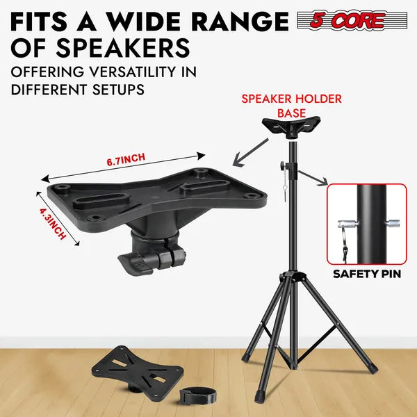 5 Core Speaker Stand Pair Hauteur réglable Universal PA DJ Tripod Studio Monitor Stands H