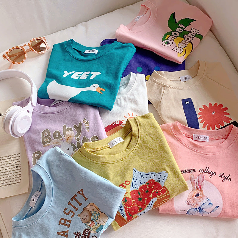 T-shirt pour enfants Imprimé mode Mignon de dessin animé populaire