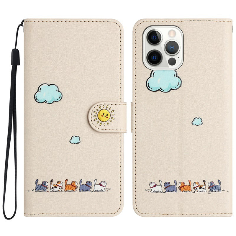 Fashion Cartoon Peint Cover Flip Card Holder