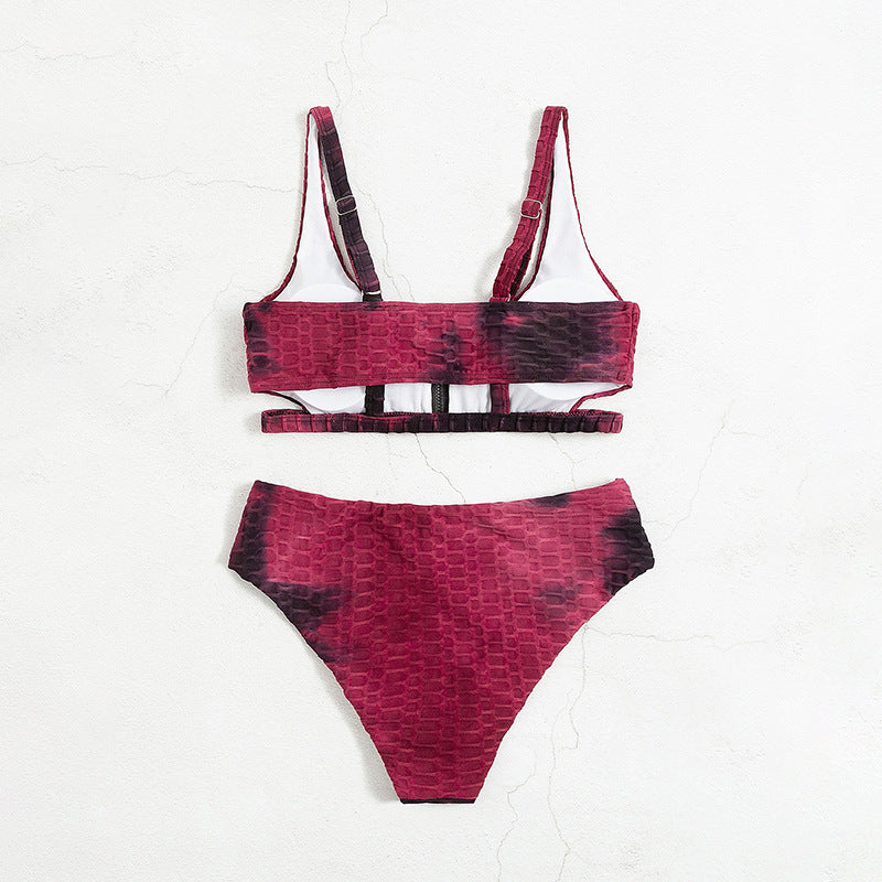 Gradient Sexy Zipper Maillot de bain deux pièces