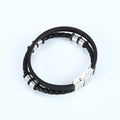 Bracelet en cuir tissé en acier inoxydable