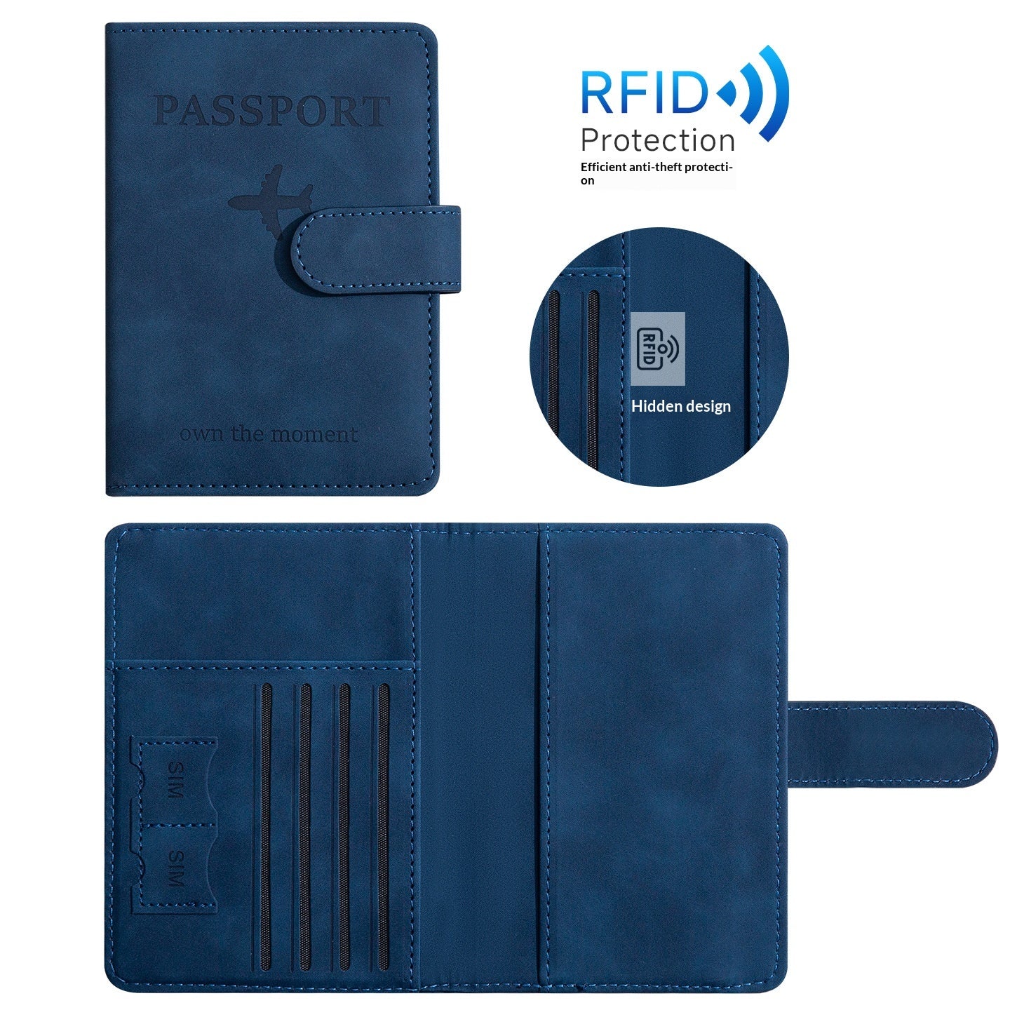 Paquet de cartes de passeport en cuir souple PU