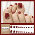 24-pièces Short-style Conseil d'ongle côté Glitter poudre pressée ongles rouge orteil