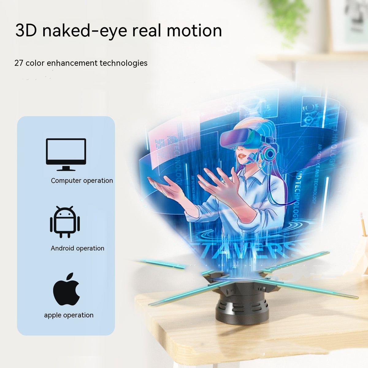 Wi-Fi Contrôle 3d 60cm Projecteur holographique Machine de publicité