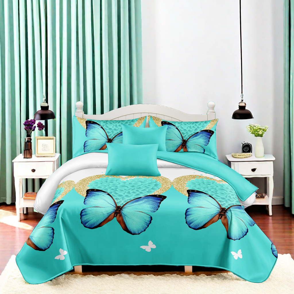 Couche de lit et rideau vert 9 pièces