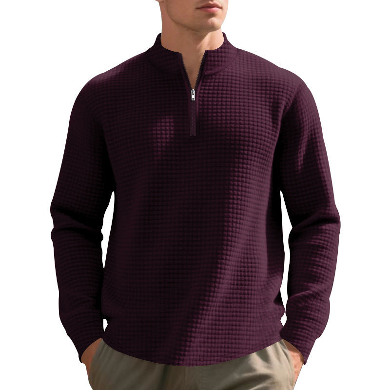 European And American Fashion Half Zipper Small Square Sweepshirt Hommes Printemps Et Automne