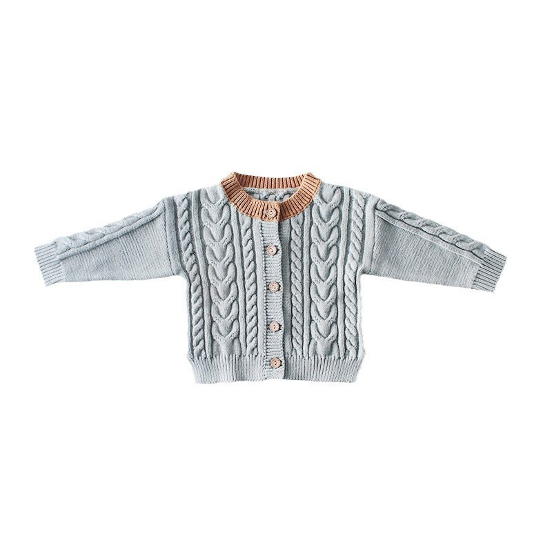 Chandail d'enfant Twist Knit Coat Top Cardigan tout-match