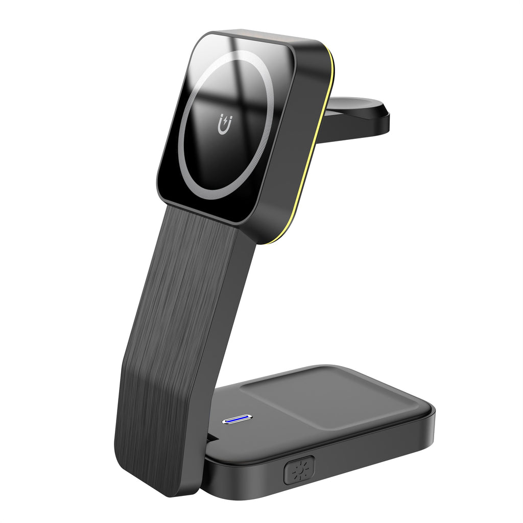 Chargeur sans fil pliable à aspiration magnétique trois en un