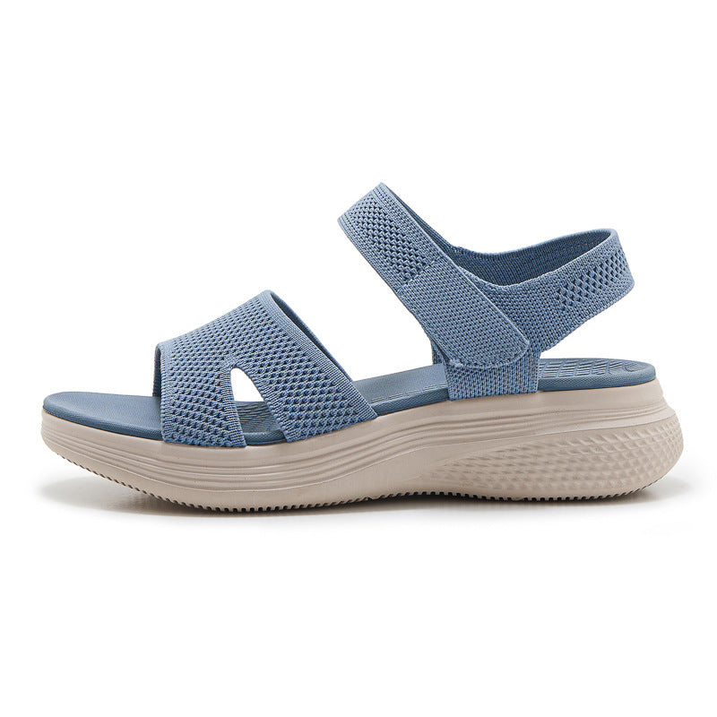 Été Casual velcro à semelle épaisse Sandales Femmes Simple légère Chaussures de plage Sporty Styl